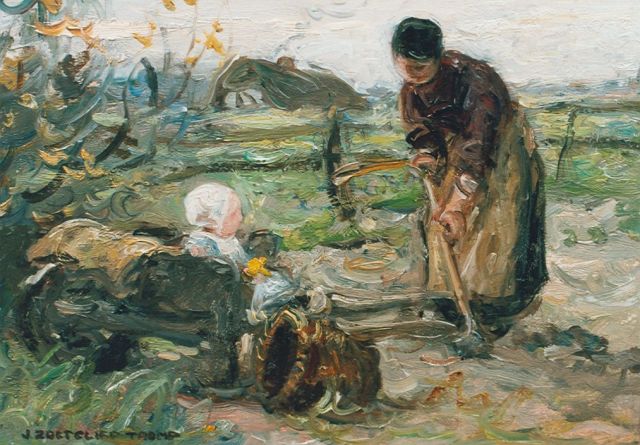 Jan Zoetelief Tromp | April 16th 1909, with grandmother, Öl auf Holz, 18,7 x 26,7 cm, signed l.l.