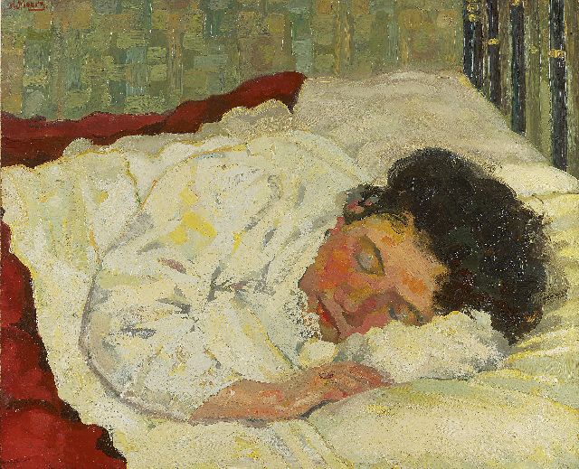 Harmen Meurs | Schlafende Frau, Öl auf Pappe, 56,3 x 68,0 cm, Unterzeichnet l.o. und zu datieren um 1923