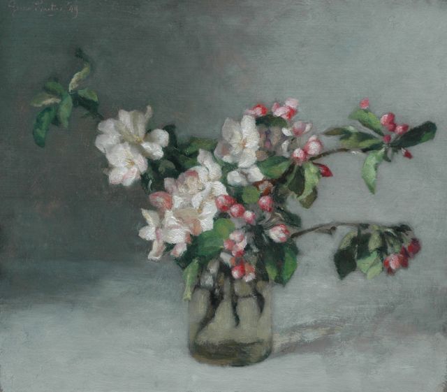 Rueter W.C.G.  | Flowers in a vase, Öl auf Holz 37,5 x 42,4 cm, signed u.l. und dated '49