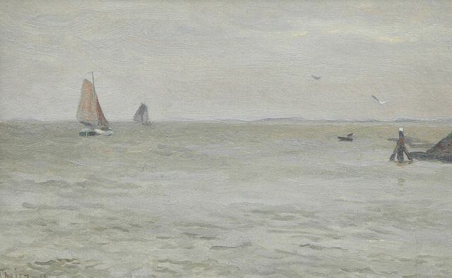 Willem Bastiaan Tholen | Shipping on the Zuiderzee, Öl auf Leinwand auf Holz, 19,3 x 30,1 cm, signed l.l. und dated '15