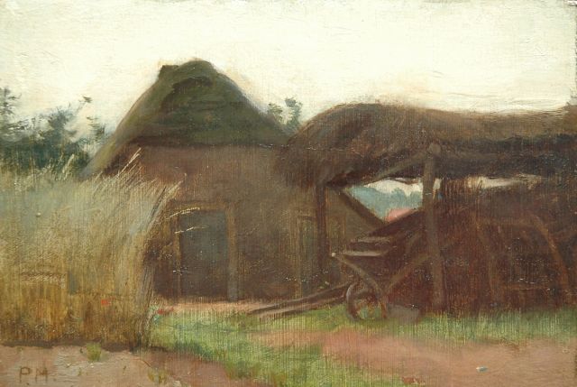Piet Meiners | Farm, Öl auf Holz, 14,7 x 21,4 cm, signed l.l. with initials