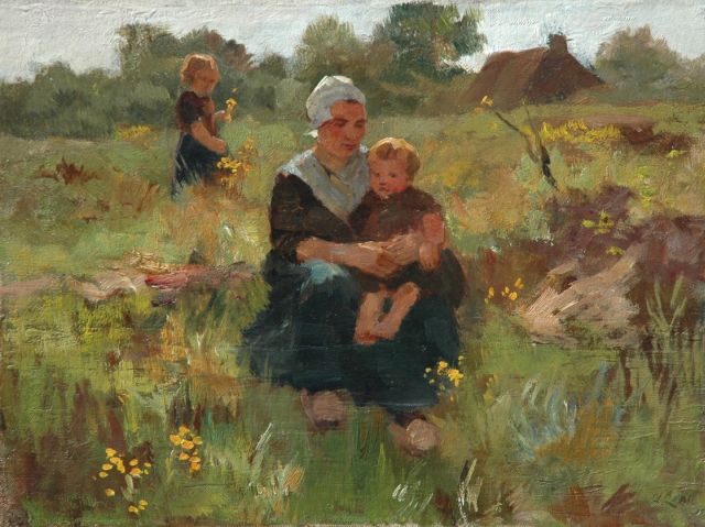Zon J.A.  | A summerday in the fields, Öl auf Leinwand auf Holz 27,9 x 37,5 cm, signed l.r.