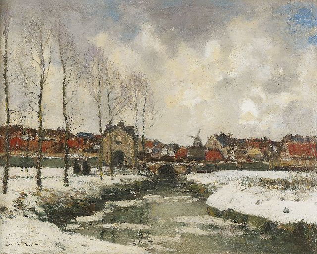 Louis van Soest | Townview in winter, Öl auf Holz, 37,4 x 46,3 cm, signed l.l.