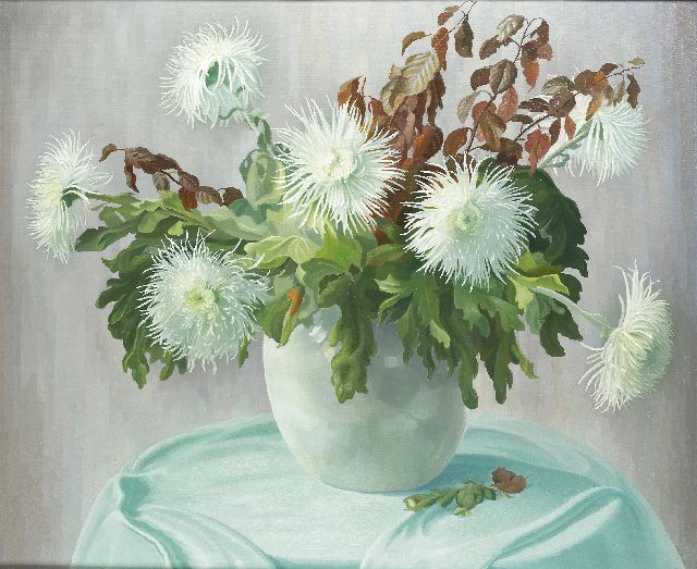 Dirk Smorenberg | Chrysanthemen, Öl auf Leinwand, 100,2 x 120,0 cm, Unterzeichnet r.u.