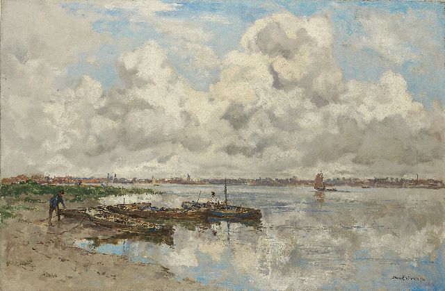 Johan Hendrik van Mastenbroek | A quiet corner on the river, Öl auf Leinwand, 46,9 x 71,1 cm, signed l.r. und dated 1920