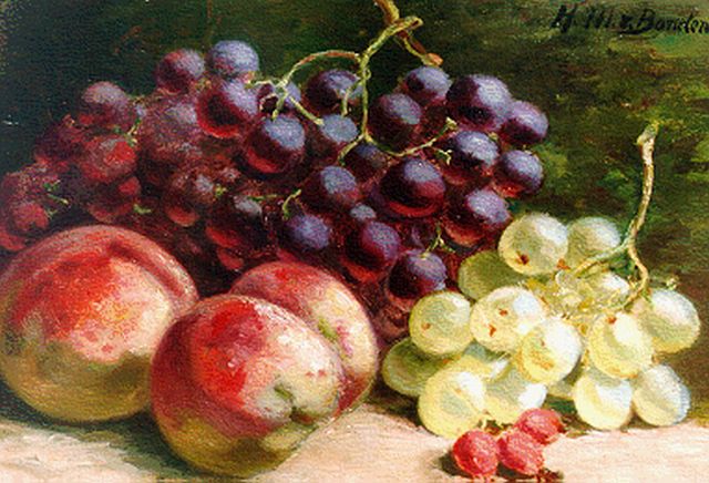 Helena Maria van Borselen | Fruit still life, Öl auf Holz, 21,2 x 30,0 cm, signed u.r.