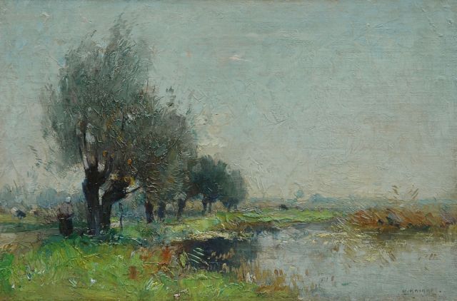 Aris Knikker | A polder landscape, Öl auf Leinwand auf Holz, 21,3 x 32,2 cm, signed l.r.