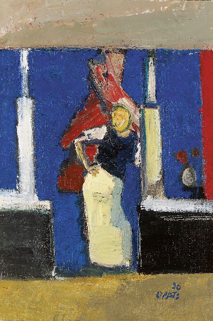 Wim Oepts | The butcher, Öl auf Leinwand  auf Holzfaser, 31,8 x 20,6 cm, signed l.r. und dated '56