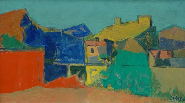 Wim Oepts | Houses, Öl auf Leinwand, 24,2 x 40,9 cm, signed l.r. und dated '61