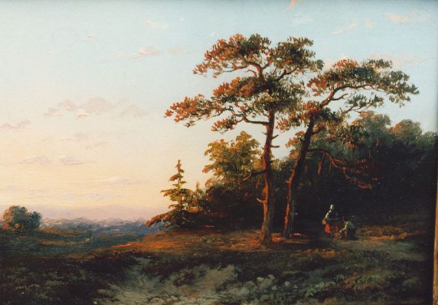 Anthonie Jacobus van Wijngaerdt | A forest landscape, Öl auf Holz, 11,5 x 16,0 cm, signed l.l. und dated 1846