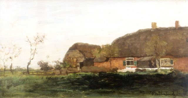 Jan Hendrik Weissenbruch | A farm in a polder landscape, Öl auf Leinwand, 19,0 x 34,1 cm, signed l.r.