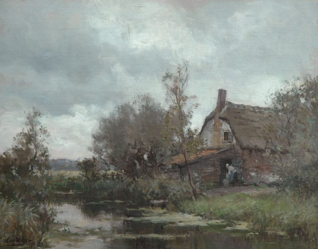 Chris van der Windt | Farm along a polder canal, Öl auf Leinwand, 41,0 x 50,0 cm, signed l.l.