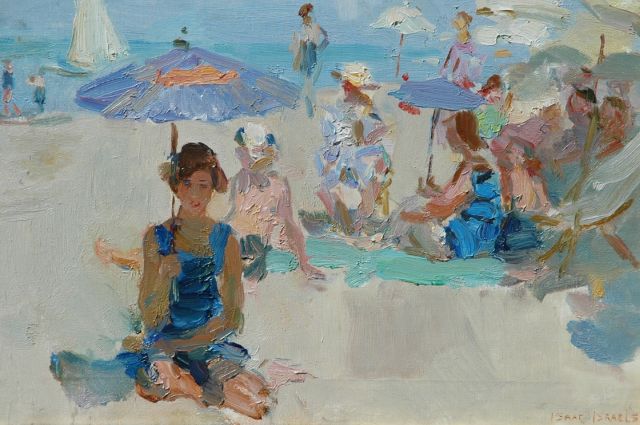 Isaac Israels | A sunny day on the beach at Viareggio, Öl auf Leinwand, 37,2 x 54,1 cm, signed l.r.