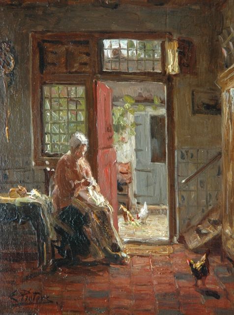 Pieters E.  | A moment of rest, Öl auf Holz 21,0 x 15,9 cm, signed l.l.