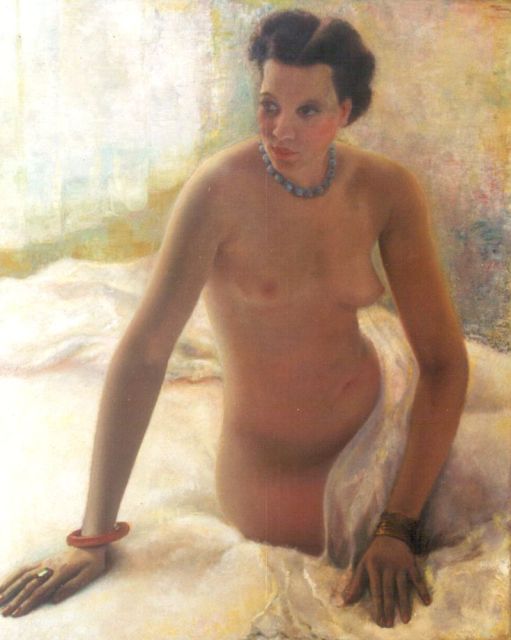 Wout Schram | Nude, Öl auf Leinwand, 100,4 x 80,2 cm, signed u.r. and reverse on stretcher