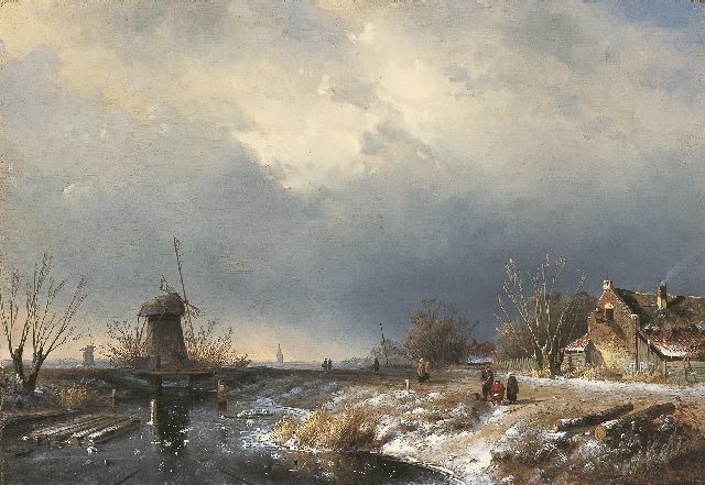 Charles Leickert | Eisansicht bei sich näherndem Sturm, Öl auf Leinwand, 36,7 x 53,5 cm, Unterzeichnet r.u. und zu datieren um 1855