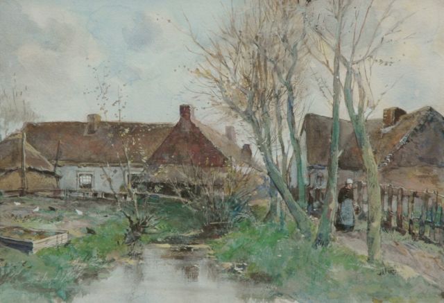 Willem van der Nat | Farmer's cottages, Aquarell auf Papier, 29,5 x 42,5 cm, signed l.r.