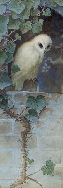 Beb Reith | Owl (Nighttime), Aquarell auf Papier, 66,0 x 23,0 cm, signed l.l. with monogram and on the reverse