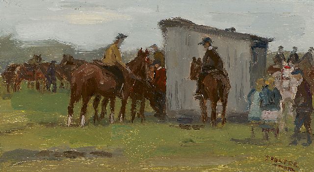 Cor Noltee | Horse show, Dordrecht, Öl auf Holzfaser, 12,8 x 23,0 cm, signed l.r.