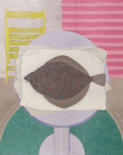 Kees Balvers | Stilleben mit Fisch, Acryl auf Leinwand, 100,0 x 80,0 cm, Unterzeichnet i.d.M. und datiert '81