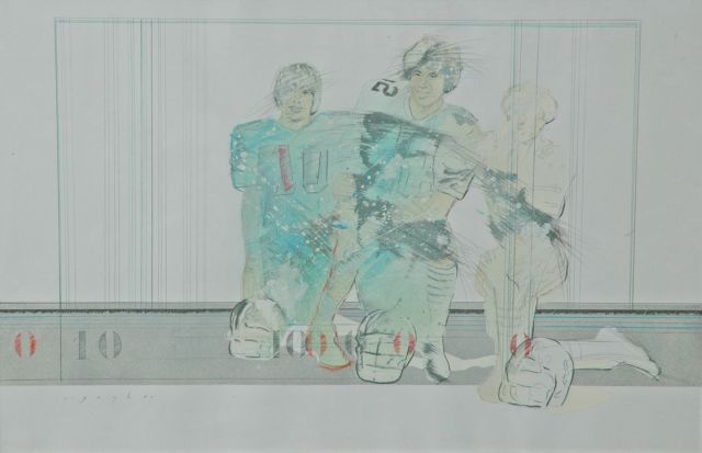 W.C. van Gogh | Three boys, Litho, Bleistift und Aquarell auf Papier, 65,0 x 100,0 cm, signed l.c. und dated '80