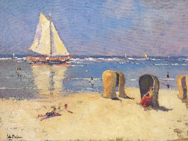 Johan Meijer | A sunny day on the beach, Öl auf Leinwand, 60,5 x 80,6 cm, signed l.l.