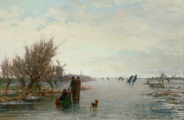 Henri van Seben | Holländisches Eisvergnügen, Öl auf Leinwand, 46,6 x 70,2 cm, Unterzeichnet r.u.