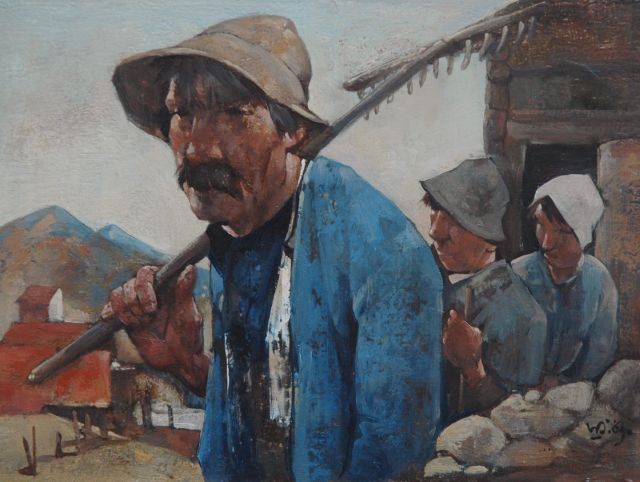 Willem van den Berg | Farmers, Öl auf Holzfaser, 16,1 x 21,0 cm, signed l.r. with monogram und painted '69
