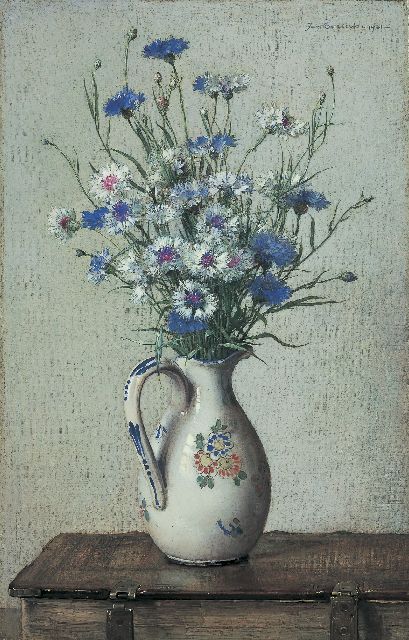 Jan Bogaerts | Cornflowers in a stoneware vase, Öl auf Leinwand, 55,0 x 35,4 cm, signed u.r. und dated 1921