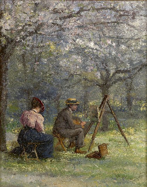 Engelen A.F.L. van | The plein air painter, Öl auf Holz 24,5 x 19,7 cm, signed l.r.