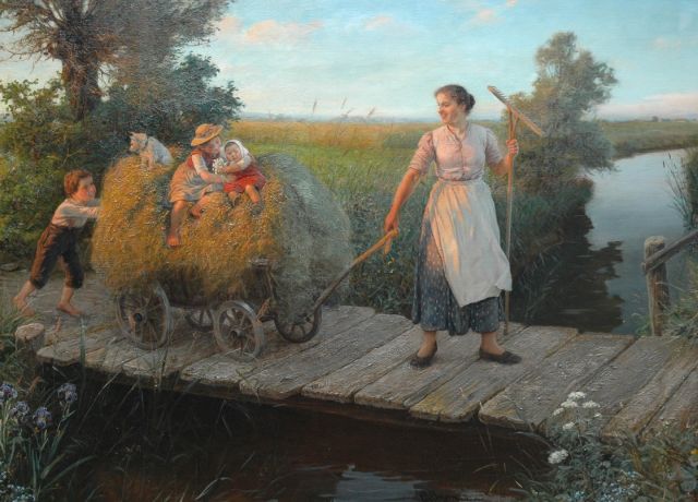 Karl von Bergen | Going home after a day's work, Öl auf Leinwand, 79,5 x 116,0 cm, signed l.m.