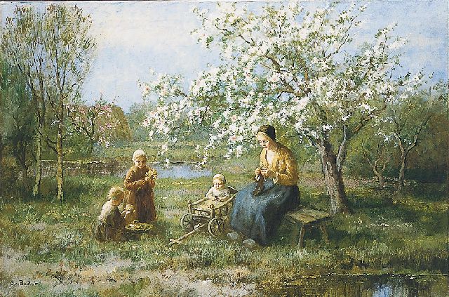 Cor Bouter | A happy family in the orchard, Öl auf Leinwand, 61,0 x 91,4 cm, signed l.l.