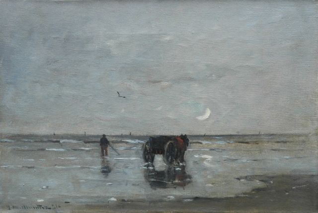 Morgenstjerne Munthe | Shrimp fisher at dusk, Öl auf Leinwand, 28,8 x 43,2 cm, signed l.l.