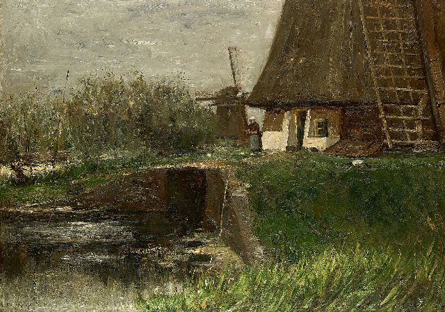 Albert Roelofs | Windmühlen, Öl auf Leinwand, 70,8 x 100,5 cm, Unterzeichnet l.u. und zu datieren um 1899