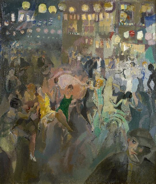 Leo Bervoets | Festivities in the Nationalestraat, Antwerp, Öl auf Leinwand, 82,2 x 70,0 cm, signed l.r.