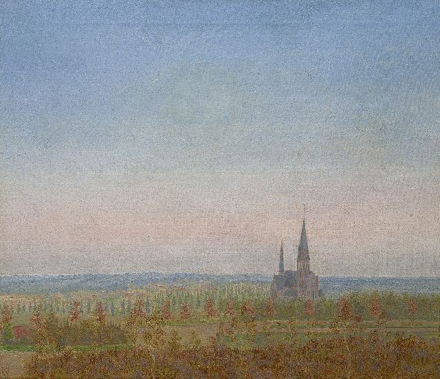Nieweg J.  | A view of Amersfoort with the St. Ansfridus church, Öl auf Leinwand 60,5 x 70,8 cm, signed l.l. with monogram und painted 1920