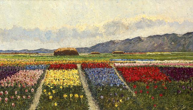 Leo Grijseels | Bulb fields, Öl auf Leinwand, 35,5 x 60,5 cm, signed l.r.