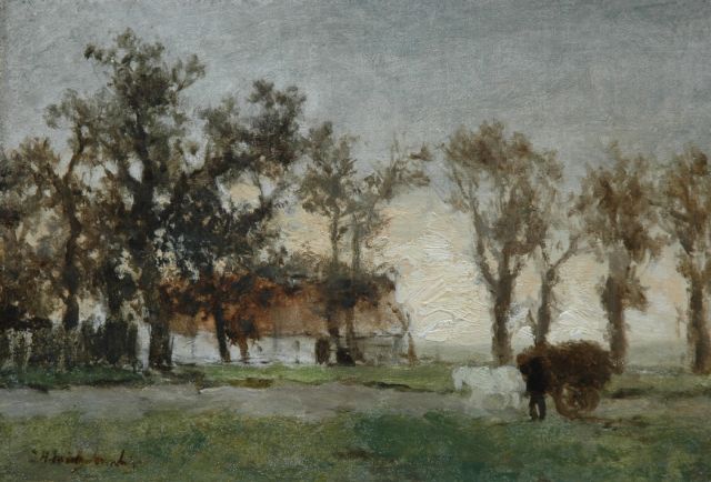 Jan Hendrik Weissenbruch | A farm among trees, Öl auf Leinwand, 20,9 x 29,5 cm, signed l.l.