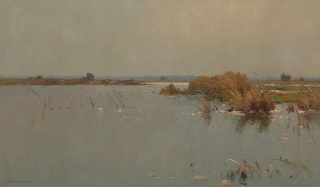 Knikker A.  | A polder landscape, Öl auf Leinwand 60,3 x 100,3 cm, signed l.l.