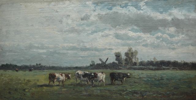 Willem Roelofs | Meadow near Abcoude, Öl auf Leinwand auf Tafel, 21,3 x 40,5 cm, signed l.l.