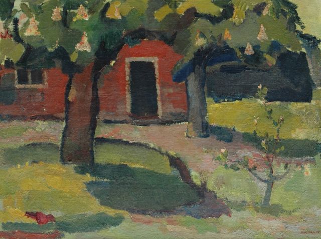 Jan Kagie | Farm in the spring, Öl auf Leinwand, 59,9 x 80,2 cm, signed l.r. and on the stretcher und to be dated ca. 1956-1957