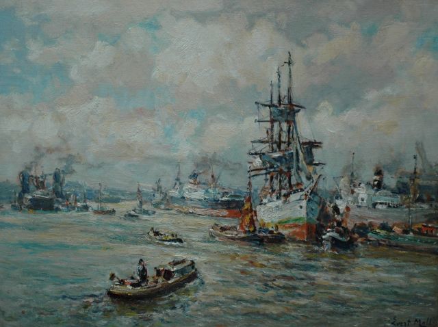 Evert Moll | The harbour of Rotterdam, Öl auf Leinwand, 60,0 x 80,3 cm, signed l.r.