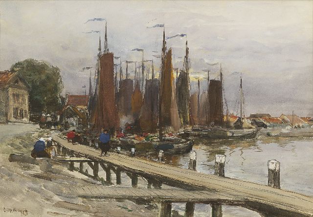 Charles Paul Gruppe | The harbour of Volendam, Aquarell und Gouache auf Papier, 34,3 x 49,9 cm, signed l.l.