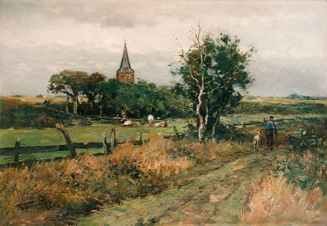 Willem Rip | Old church tower, Vierlingsbeek, Öl auf Leinwand, 48,5 x 71,5 cm, signed l.l.