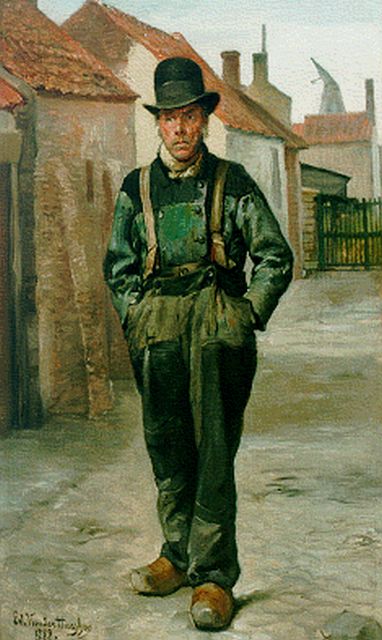 E. van der Hueghen | A fisherman, Öl auf Leinwand, 50,0 x 30,0 cm, signed l.l. und dated 1889