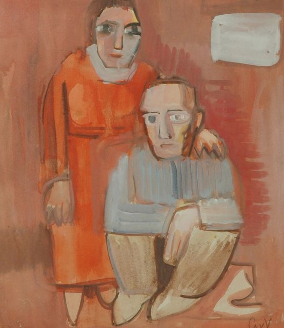 Geer van Velde | A couple, Aquarell und Gouache auf Papier, 37,5 x 32,5 cm, signed l.r. und painted circa 1930