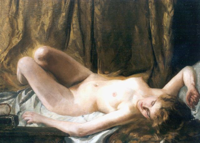 Rezso of Rodolphe Zsombolya-Burghart | A reclining nude, Öl auf Leinwand, 86,0 x 116,0 cm, signed l.r.