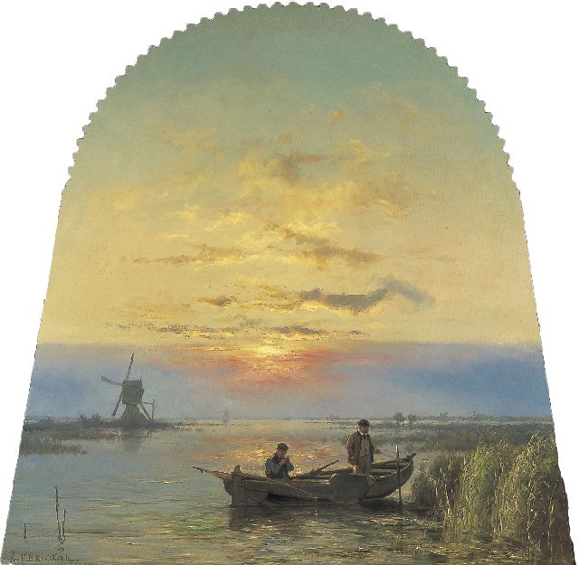 Jan H.B. Koekkoek | Vissen bij ochtendgloren, Öl auf Holz, 126,0 x 127,3 cm