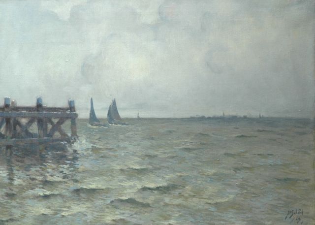 A.P. Schotel | Sailing vessels near Marken, Öl auf Leinwand, 47,0 x 64,5 cm, signed l.r. und painted '23