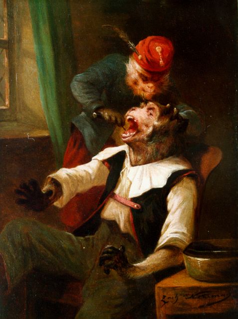 Zacharie Noterman | The dentist, Öl auf Holz, 26,3 x 20,0 cm, signed l.r.